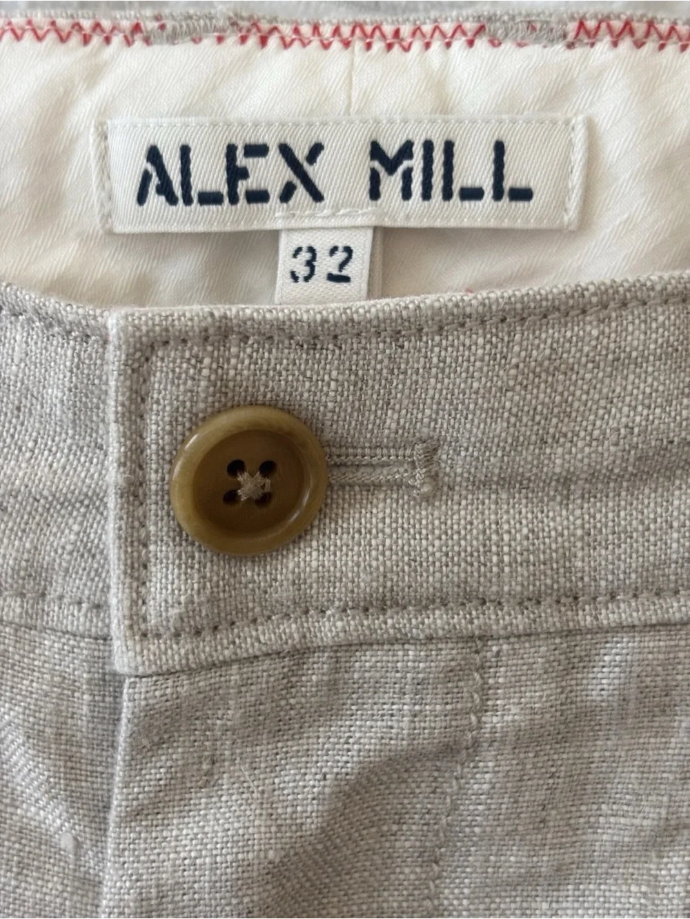 Alex Mill Men's Standard Slim-Fit Cropped Pleated Linen Trousers Sz 32 Neutrals